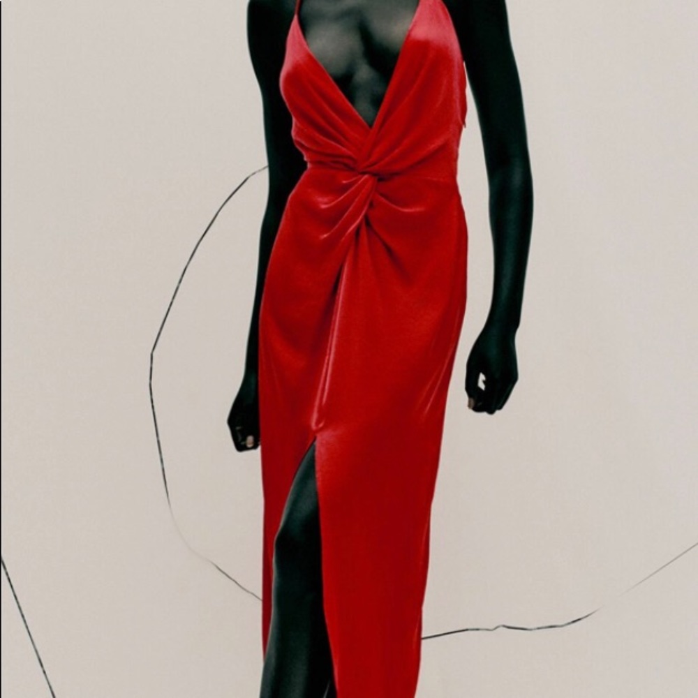 Zara Satin Red Dress- Small